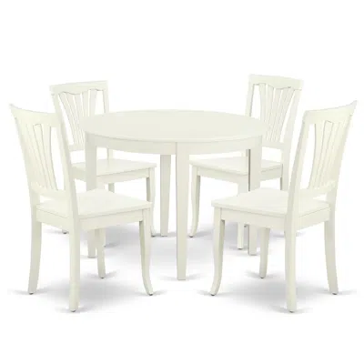 East West Furniture Dining Room Set Linen White, Boav5-lwh-w