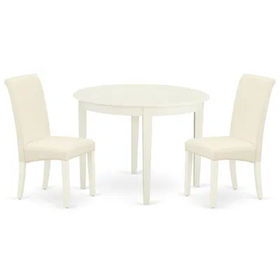 East West Furniture Dining Room Set Linen White, Boba3-whi-01 In Brown