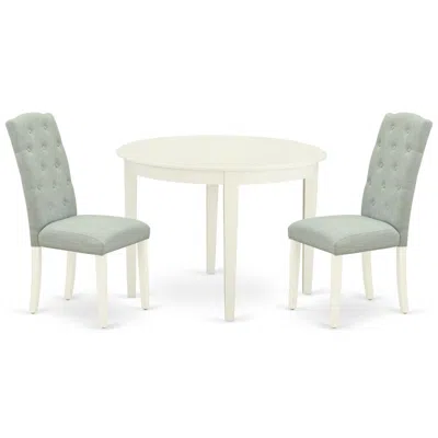 East West Furniture Dining Room Set Linen White, Boce3-whi-15 In Blue