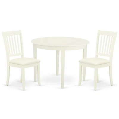East West Furniture Dining Room Set Linen White, Boda3-whi-c