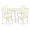 East West Furniture Dining Room Set Linen White, Boda5-whi-c