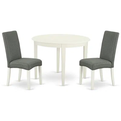 East West Furniture Dining Room Set Linen White, Bodr3-lwh-07