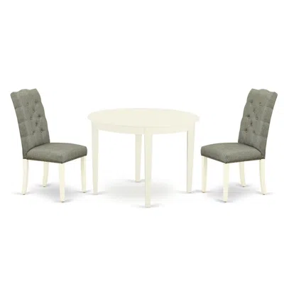East West Furniture Dining Room Set Linen White, Boel3-whi-07 In Green