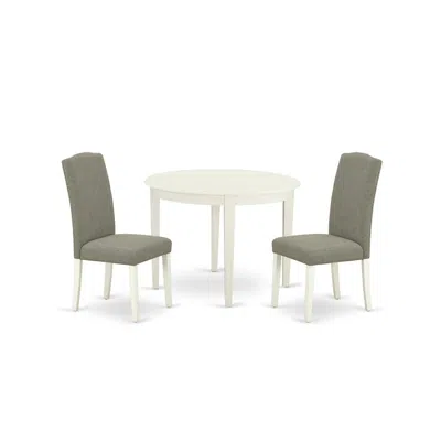 East West Furniture Dining Room Set Linen White, Boen3-lwh-06