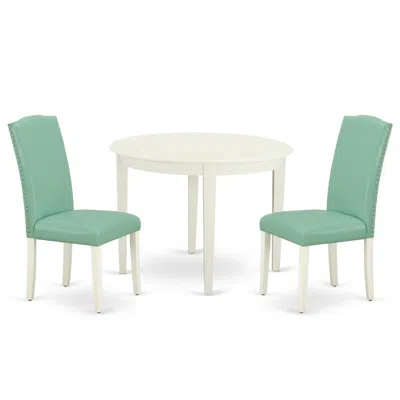 East West Furniture Dining Room Set Linen White, Boen3-lwh-57 In Black
