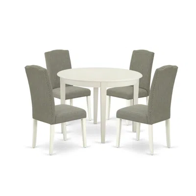 East West Furniture Dining Room Set Linen White, Boen5-lwh-06