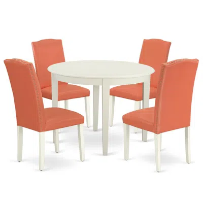 East West Furniture Dining Room Set Linen White, Boen5-lwh-78