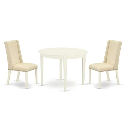 East West Furniture Dining Room Set Linen White, Bofl3-whi-01 In Brown