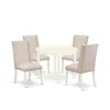 East West Furniture Dining Room Set Linen White, Bofl5-whi-01