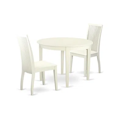 East West Furniture Dining Room Set Linen White, Boip3-lwh-w