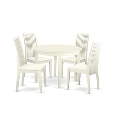 East West Furniture Dining Room Set Linen White, Boip5-lwh-w