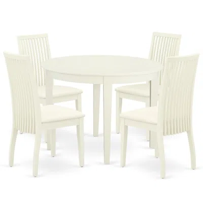 East West Furniture Dining Room Set Linen White, Boip5-whi-c