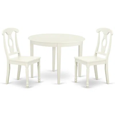East West Furniture Dining Room Set Linen White, Boke3-lwh-w
