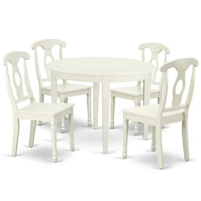 East West Furniture Dining Room Set Linen White, Boke5-lwh-w