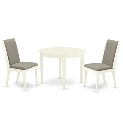 East West Furniture Dining Room Set Linen White, Bola3-whi-06