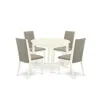 East West Furniture Dining Room Set Linen White, Bola5-whi-06