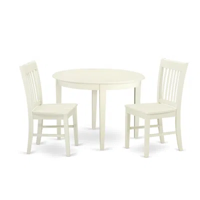 East West Furniture Dining Room Set Linen White, Bono3-lwh-w In Black