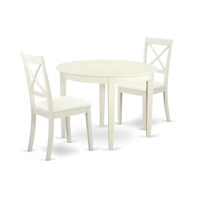 East West Furniture Dining Room Set Linen White, Bost3-lwh-lc
