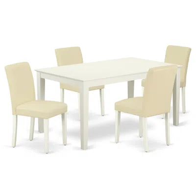 East West Furniture Dining Room Set Linen White, Caab5-lwh-64