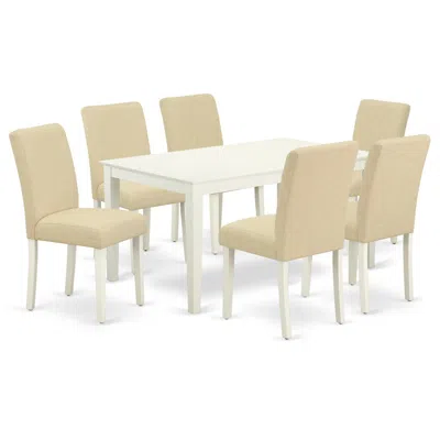 East West Furniture Dining Room Set Linen White, Caab7-lwh-02 In Neutral