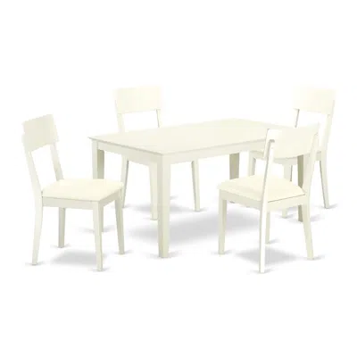East West Furniture Dining Room Set Linen White, Caad5-lwh-lc