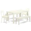 East West Furniture Dining Room Set Linen White, Caad5c-lwh-lc In White