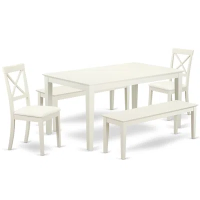 East West Furniture Dining Room Set Linen White, Cabo5c-lwh-lc In Burgundy
