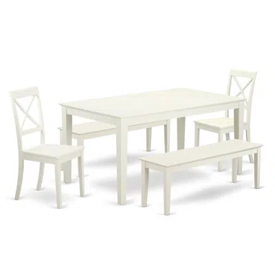 East West Furniture Dining Room Set Linen White, Cabo5c-lwh-w