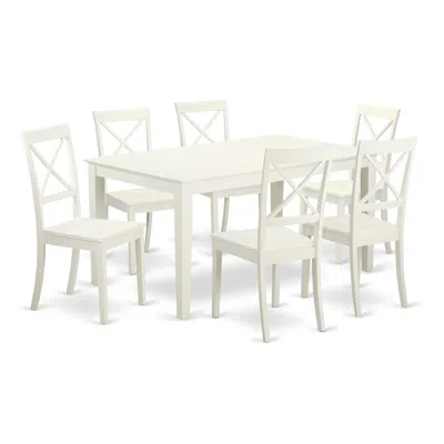 East West Furniture Dining Room Set Linen White, Cabo7-lwh-w