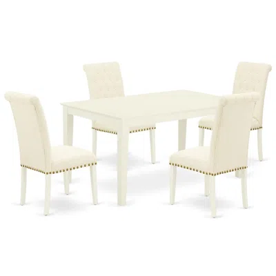 East West Furniture Dining Room Set Linen White, Cabr5-lwh-02