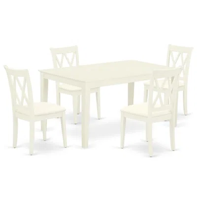 East West Furniture Dining Room Set Linen White, Cacl5-lwh-c