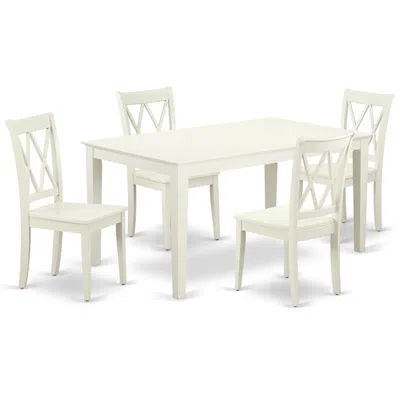 East West Furniture Dining Room Set Linen White, Cacl5-lwh-w In Brown