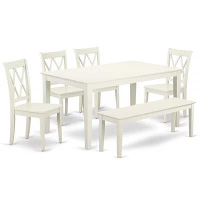 East West Furniture Dining Room Set Linen White, Cacl6-lwh-w
