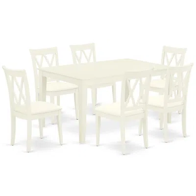East West Furniture Dining Room Set Linen White, Cacl7-lwh-c In Neutral