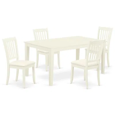 East West Furniture Dining Room Set Linen White, Cada5-lwh-c