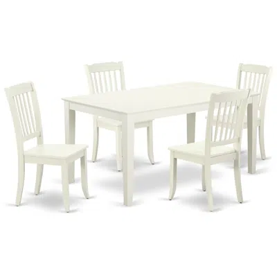 East West Furniture Dining Room Set Linen White, Cada5-lwh-w