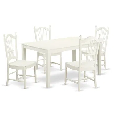 East West Furniture Dining Room Set Linen White, Cado5-lwh-w