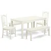 East West Furniture Dining Room Set Linen White, Cado5c-lwh-w In White