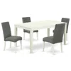 East West Furniture Dining Room Set Linen White, Cadr5-lwh-07 In Gray