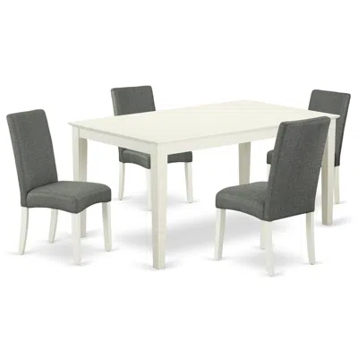 East West Furniture Dining Room Set Linen White, Cadr5-lwh-07 In Gray