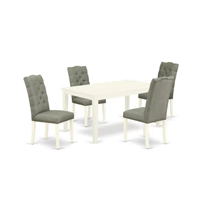 East West Furniture Dining Room Set Linen White, Cael5-lwh-07 In Green