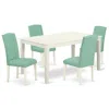 East West Furniture Dining Room Set Linen White, Caen5-lwh-57