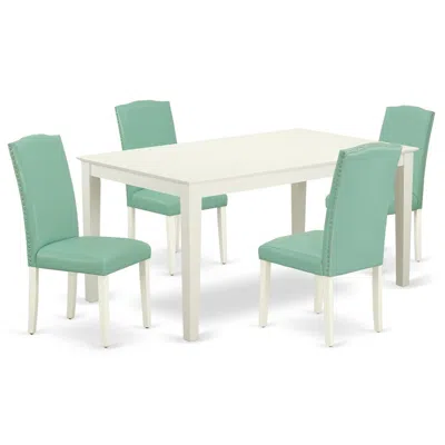 East West Furniture Dining Room Set Linen White, Caen5-lwh-57 In Black