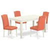 East West Furniture Dining Room Set Linen White, Caen5-lwh-78