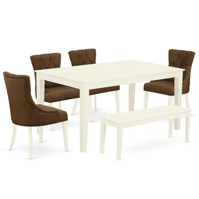 East West Furniture Dining Room Set Linen White, Cafr6-lwh-18 In Blue
