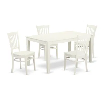 East West Furniture Dining Room Set Linen White, Cagr5-lwh-w