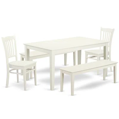East West Furniture Dining Room Set Linen White, Cagr5c-lwh-w
