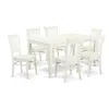 East West Furniture Dining Room Set Linen White, Cagr7-lwh-w In White