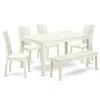 East West Furniture Dining Room Set Linen White, Caip6-lwh-w In White