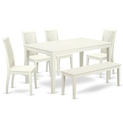 East West Furniture Dining Room Set Linen White, Caip6-lwh-w